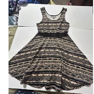 Bailey Girl Womens Tribal Geometric Print Lace Waist Fit Flare Skater Dress L